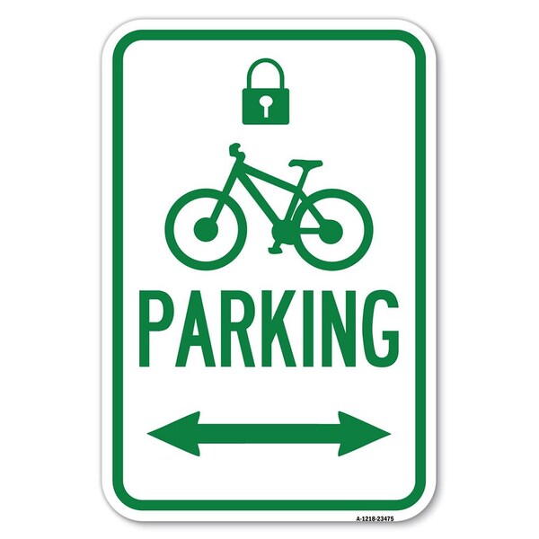 Signmission Parking With Lock Cycle & Bidirectiona Heavy-Gauge Aluminum Sign, 12" x 18", A-1218-23475 A-1218-23475 - main